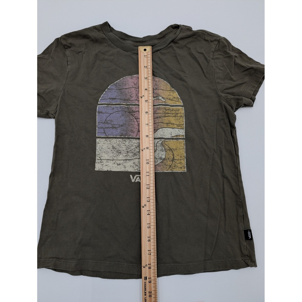 Vans Graphic T-Shirt Kids Small Distressed Beach Sunset Charcoal Grey Small - Picture 6 of 9